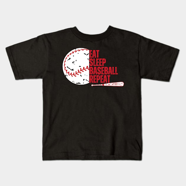 Eat Sleep Baseball Repeat Kids T-Shirt by CoubaCarla